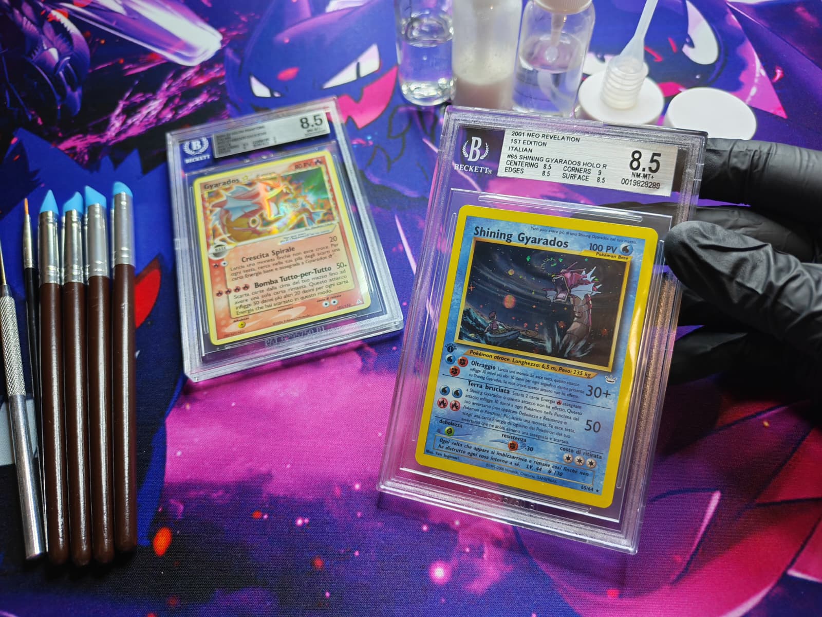 Restauro Shining Gyarados Neo Revelation — Restauro Carta Pokémon e Pregrading PSA — dopo